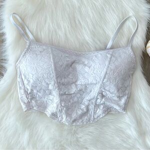 PINK white lace bustier corset top